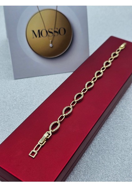 Xuping Zirkon Taşlı Oval Model Gold Renk Çelik Bileklik modelleri