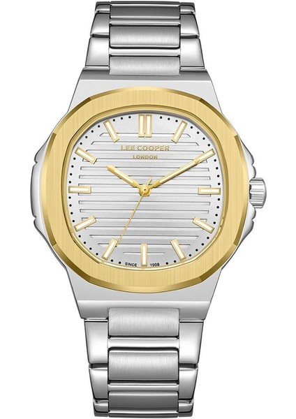 LC08016 Erkek Kol Saati – Gümüş Altın Detaylı – 43MM – Çelik Kordon