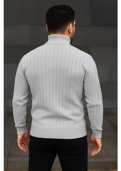 Erkek Balıkcı Yaka Bağazlı Triko Kazak Pamuklu Kalın Fitilli Dokuma, Regular Fit Uzun Kollu Kışlık Model modelleri