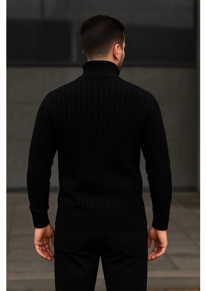 Erkek Balıkcı Yaka Bağazlı Triko Kazak Pamuklu Kalın Fitilli Dokuma, Regular Fit Uzun Kollu Kışlık Model fiyatları