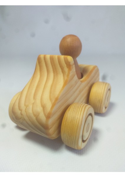 Doğal Ahşap Oyuncak Araba ve Peg Bebek, Montessori Masif Eğitici Seti fırsatları