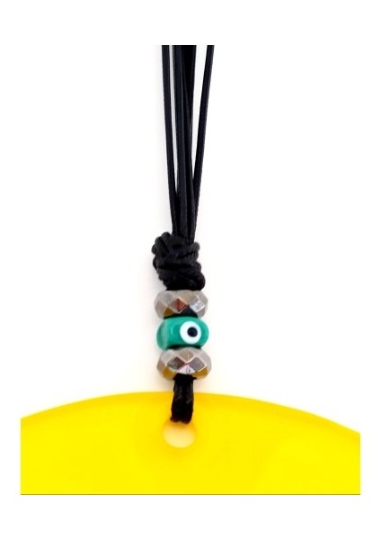 Sarı Renk Nazar Boncuklu 20 Santimetre El Yapımı Cam Duvar Süsü fiyatları