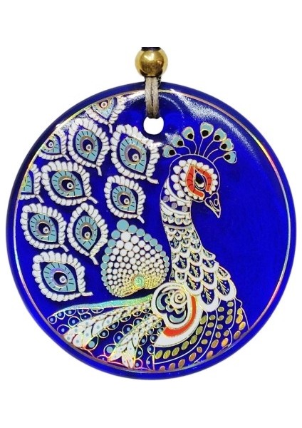 Tavus Kuşu Şekilli Yaldızlı Duvar Süsü Cam Hediyelik Dekor