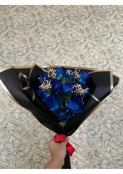 10 Lu Mavi Gül Buketi