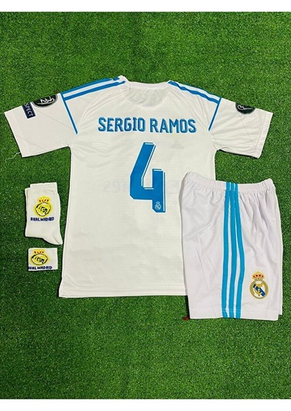 R.e.a.l M.a.d.r.i.d 2018 Kiev Sergio Ramos Çocuk Forması 4'lü Set (Armalı) modelleri