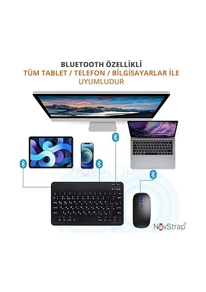 Bluetooth Klavye Mouse Seti (Türkçe Q Karakterli) Tüm Tablet ve Telefonlar ile Uyumlu Lavanta fiyatları