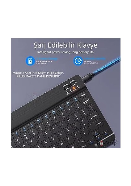 Bluetooth Klavye Mouse Seti (Türkçe Q Karakterli) Tüm Tablet ve Telefonlar ile Uyumlu Lavanta indirimleri