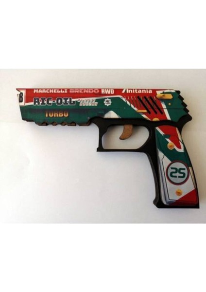 Turuncu Ahşap Twin Turbo Lastik Atan Tabanca, Eğlenceli Hobi Oyunu fiyatları