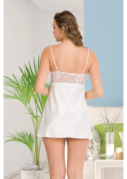 Lady Beyaz Saten Gecelik Sabahlık Takım indirimleri