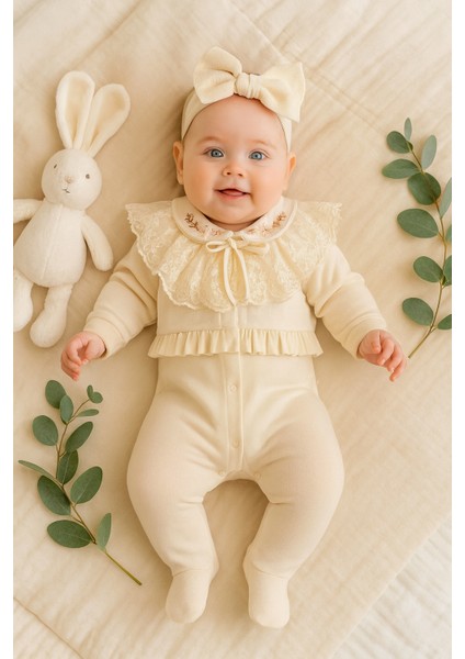 Yeni Doğan Kız Bebek 3-6-9 Ay Mobil Dantelli Tulum Ister Sade Ister Süslü