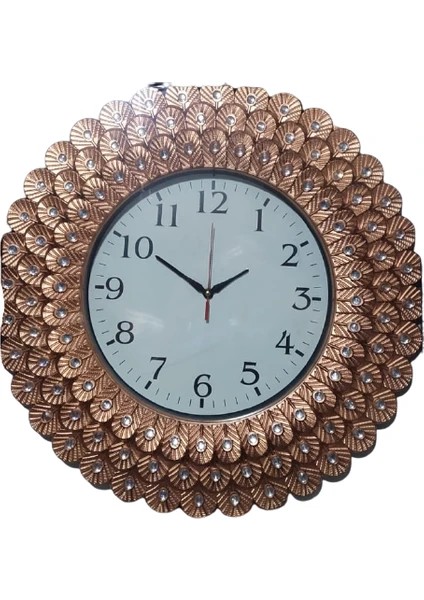 Dekoratif Taşlı Yuvarlak Duvar Saati