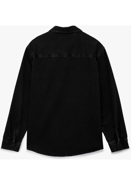 Rahat Kalıp Uzun Kollu Düğmeli Kapaklı Cepli Klasik Yaka Pamuklu Jean Gömlek fiyatları