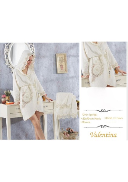 Valentina Güpürlü Gelin Bornoz Seti(Balayı Bornozu Seti)