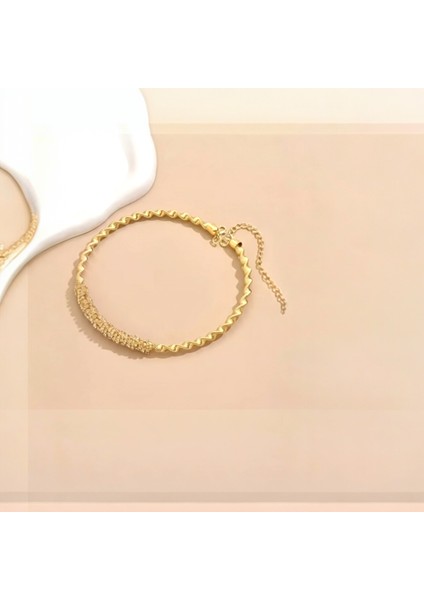 Parlak Zirkon Taşlı Çelik Kolye | Su Yolu Tasarım Kadın Kolye