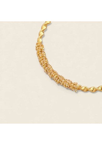 Parlak Zirkon Taşlı Çelik Kolye | Su Yolu Tasarım Kadın Kolye fiyatları