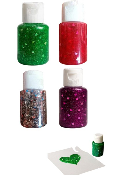 Simli Yapıştırıcı 4 Renk 40GR 1 Paket Bubu Simli Uhu 4 Lü Anasınıfı Kreş Süsleme Etkinlik Yıkanabilir Zararsız