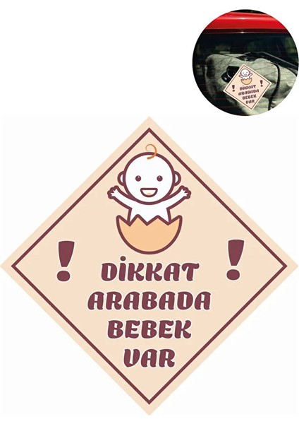 &quot;dikkat Arabada Bebek Var&quot; Sticker – 10X10 cm Folyo Baskılı Uyarı Etiketi