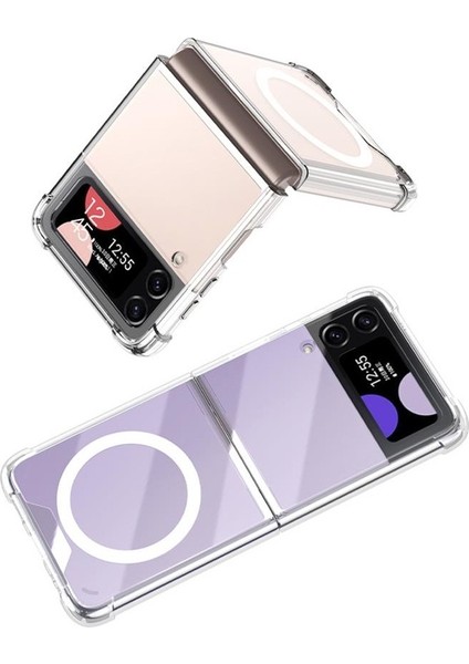 Samsung Galaxy Z Flip 3 Uyumlu Magesafe Wireless Şarj Özellikli Şeffaf Silikon Kılıf