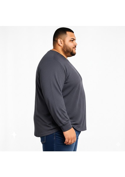 Erkek Büyük Beden Oversize Uzun Kollu V Yaka T-Shirt 3xl 4xl 5xl 6xl 7xl 8xl 9xl modelleri