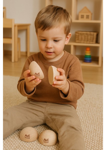 Doğal Ahşap Yarım Küre Seti, 50 Mm, 4 Adet, Açık Kahve, Lacivert Renkler modelleri