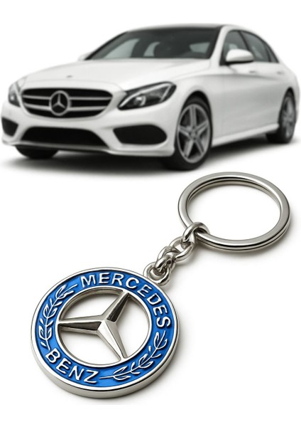 Mercedes-Benz Logolu Metal Araç Anahtarlık, Çift Yönlü