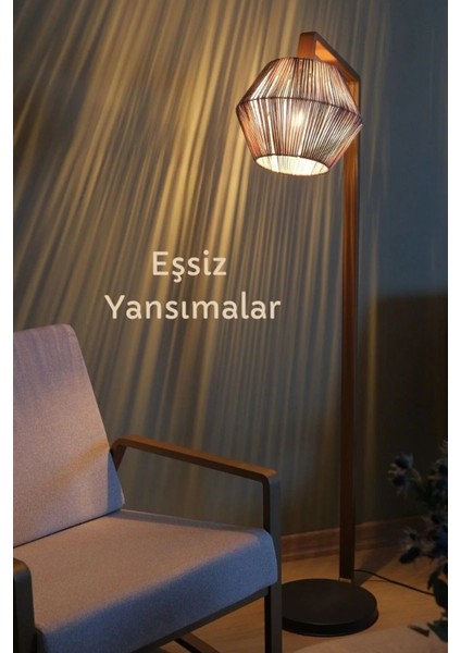 Dekoratif Ipli Metal Ayaklı Lambader