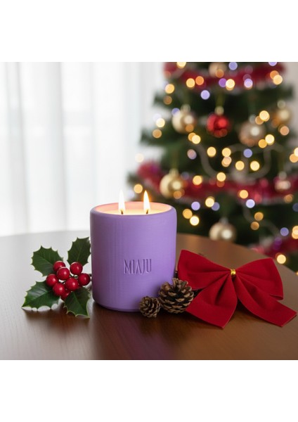 Mistik ve Büyülü Dokunuş Etkisi, Çift Alevli Kokusuz Mum, Kendiniz Için Özel Hediye, Mor Renk