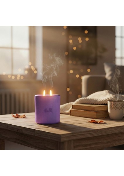Mistik ve Büyülü Dokunuş Etkisi, Çift Alevli Kokusuz Mum, Kendiniz Için Özel Hediye, Mor Renk