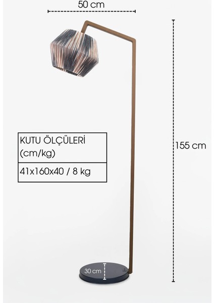 Dekoratif Ipli Metal Ayaklı Lambader