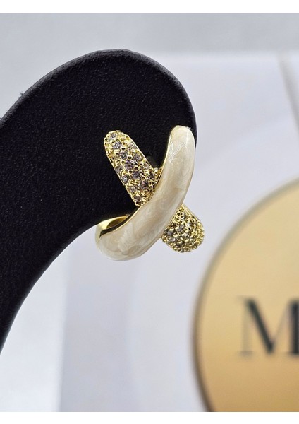 Xuping x Model Zirkon Taşlı Sedefli Beyaz Renk Çelik Küpe