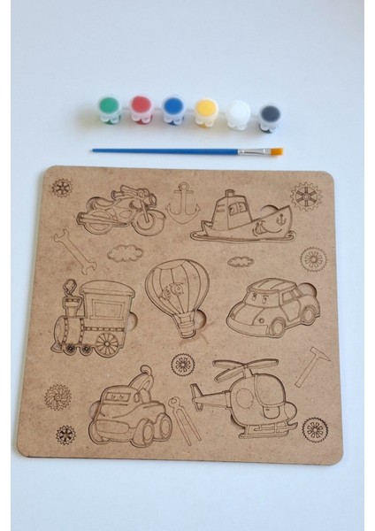 Çocuklar Için Ahşap Boyama ve Aktivite Seti, Fırça ve Akrilik Boya Hediye fiyatları