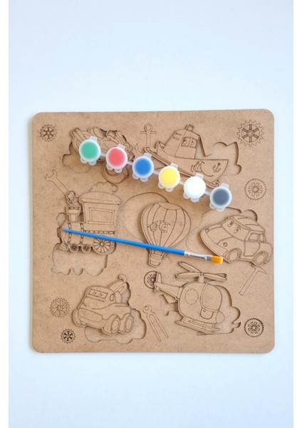 Çocuklar Için Ahşap Boyama ve Aktivite Seti, Fırça ve Akrilik Boya Hediye modelleri