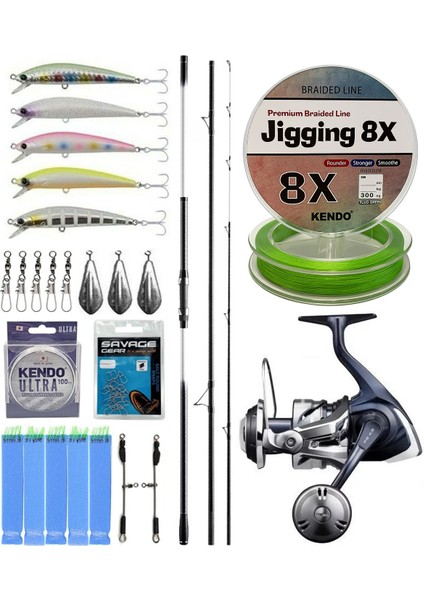 Yekoutdoor Surf Seti Shimano Kamış Beastmaster K Surf Hybrid 4,50M 225G 3pc K-Type Dps & Shimano Twin Power 8000 Sw C Pg Jig Olta Makinesi