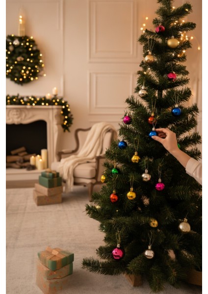 Yılbaşı Çam Ağacı Süsü Cici Top 4 cm 12'li Renkli modelleri