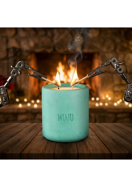 Doğal ve Ferah Görünümlü Çift Alevli Dekoratif Mum, Ev Ortamında Kullanım, Özel Hediye, Yeşil Renk fırsatları
