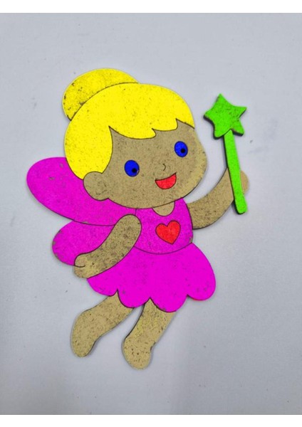 Sevimli Peri Kızı Ahşap Boyama Seti, Okul ve Etkinlikler Için, 15X13 Cm, 10 Adet