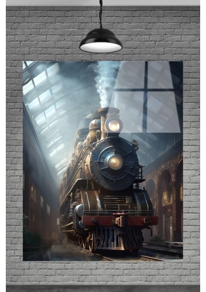 Kara Dumanlı Tren 3D Cam Tablosu