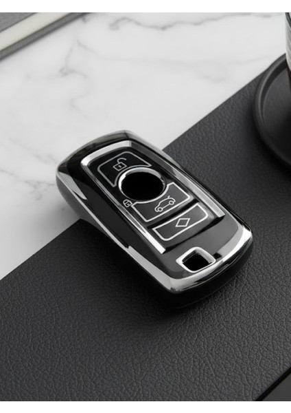 Bmw 1 3 5 7 Serisi 520 525 F30 F10 F18 118I 320I X3 X4 Uyumlu 4 Buton Nano Anahtar Kılıfı Siyah