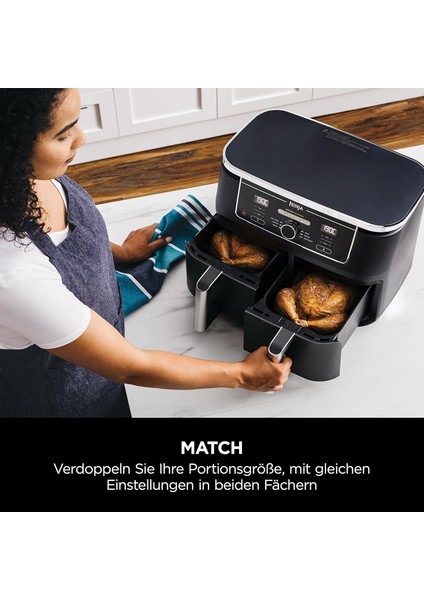 Foodi Max Dual 9,5 L Çift Bölmeli Airfryer – "6 Fonksiyonlu Aile Boyu ve Aynı Anda Iki Yemek ” " fiyatları