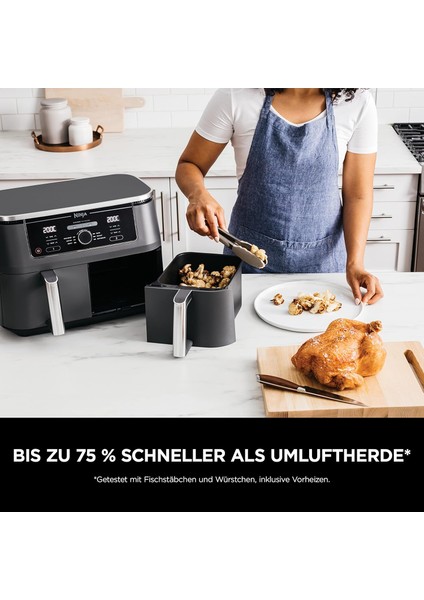 Foodi Max Dual 9,5 L Çift Bölmeli Airfryer – "6 Fonksiyonlu Aile Boyu ve Aynı Anda Iki Yemek ” " fırsatları