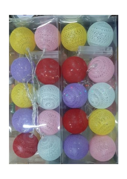 2m 10'lu Işıklı Renkli Top Dekoratif Süs Pilli