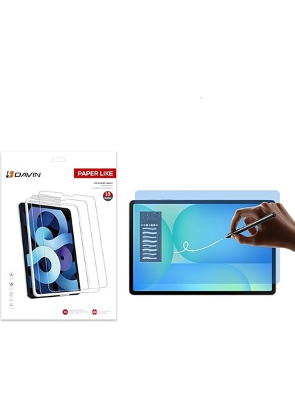 Galaxy Tab S10 Fe Plus Ekran Koruyucu Kağıt Hisli Mat Paper Like, Çizim Yapanlara Özel, Parmak Izi Yapmayan Ince -