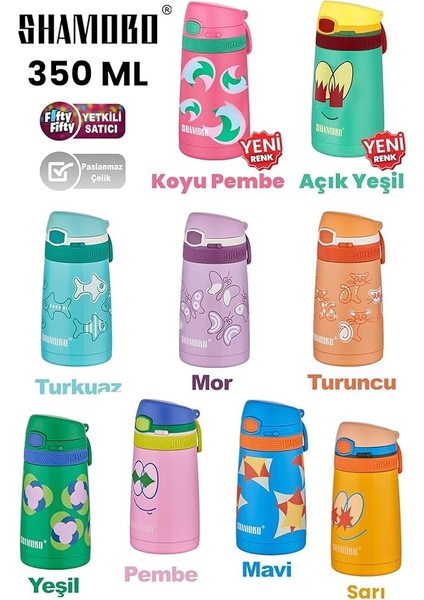 Fiftyfifty Çocuk 350 ml Pipetli Paslanmaz Çelik Termos Bpa Içermez 7 Renk (Koyu Pembe) fiyatları