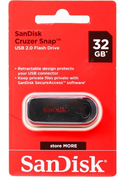 Cruzer Snap 32GB USB Flash Bellek A Tipi USB 2.0 Siyah - SDCZ62-032G-G35