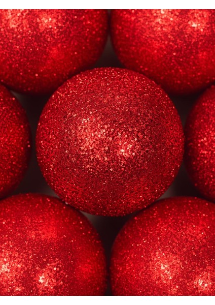 Yılbaşı Çam Ağacı Kırmızı Simli Cici Top Süs 6 cm 6 Adet fiyatları