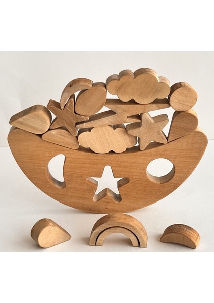 Kahverengi Ahşap Gökyüzü Denge Oyunu, Çocuklar ve Yetişkinler Için Eğlenceli ve Şık Tasarım