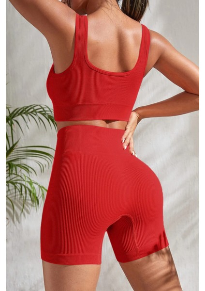 Kadın Kırmızı Kalın Askılı Yüksek Bel Şortlu Gecelik Takımı fiyatları