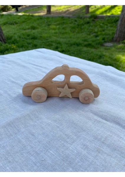 El Yapımı Kahverengi Ahşap Polis Arabası, Doğal ve Şık Çocuk Oyuncağı fiyatları