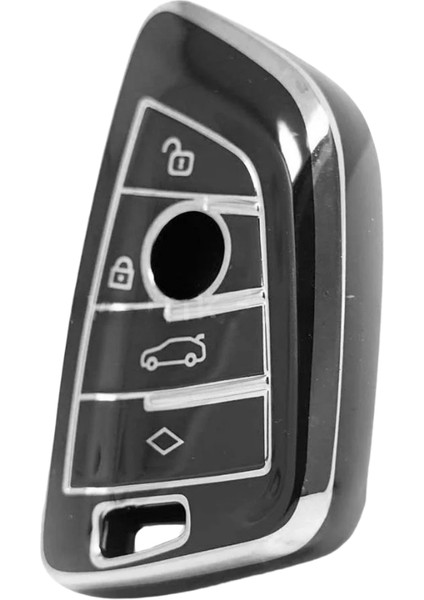 Bmw 1 3 5 7 - X1 X3 X4 X5 F10 F15 F16 F20 F30 F18 F25 M3 M4 4 Buton Nano Anahtar Kılıfı Siyah-Gümüş modelleri