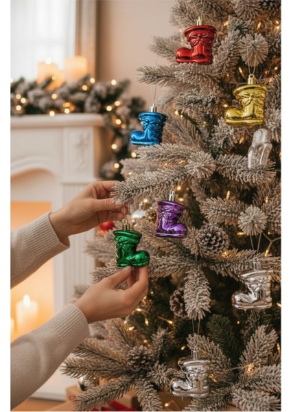 Yılbaşı Çam Ağacı Süsü Cici Ay Surat 4 cm 6'lı Renkli modelleri